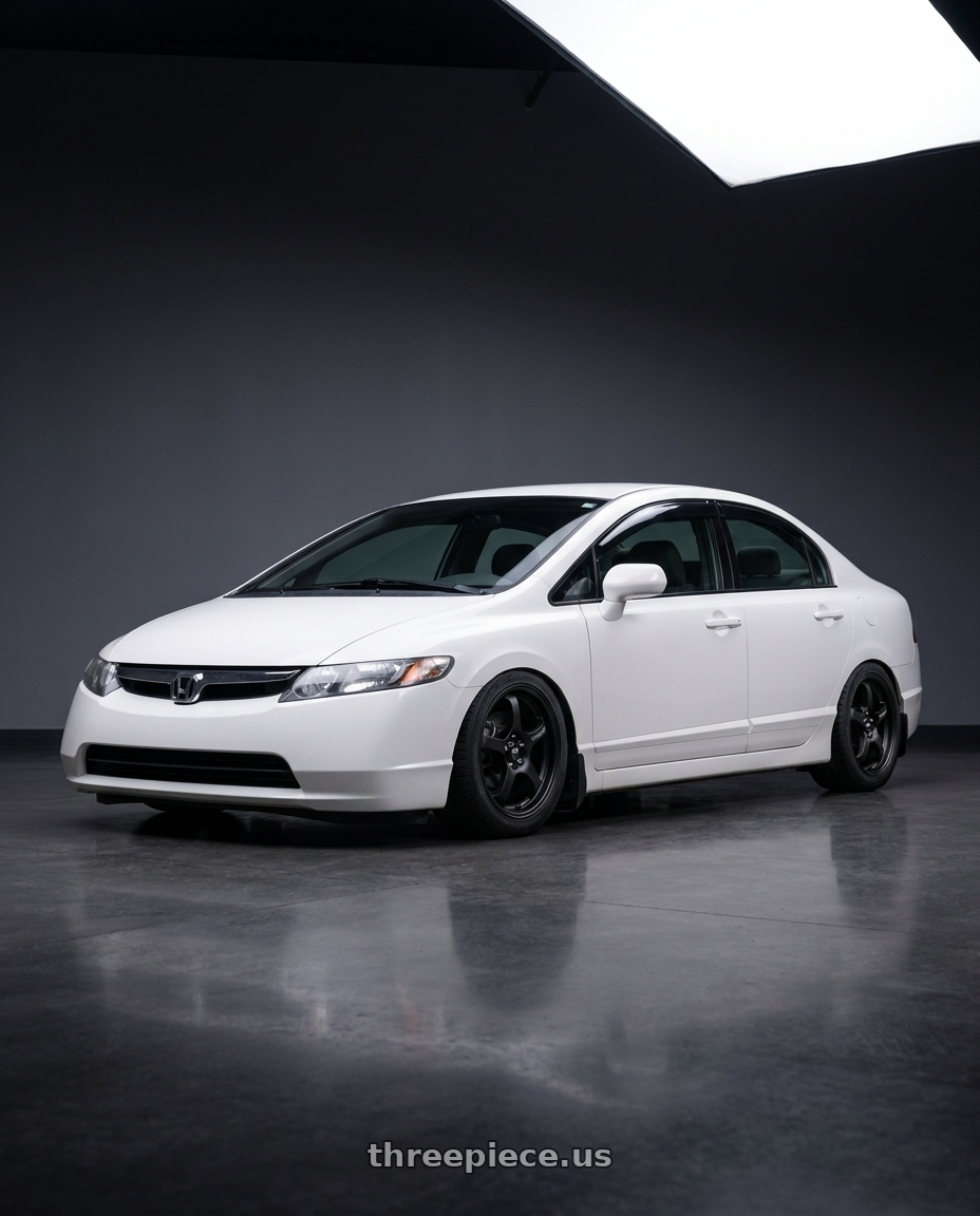 2007 honda civic ex with Motegi MR131 5X114.3 17X8 +40 SATIN BLACK wheels