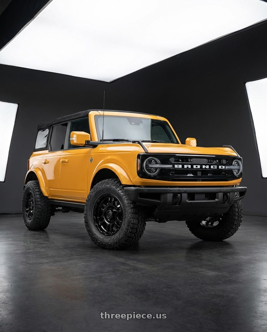 2024 Ford Bronco with Gear Off Road 713B 6x139.7 17x9 +10 Gloss Black wheels