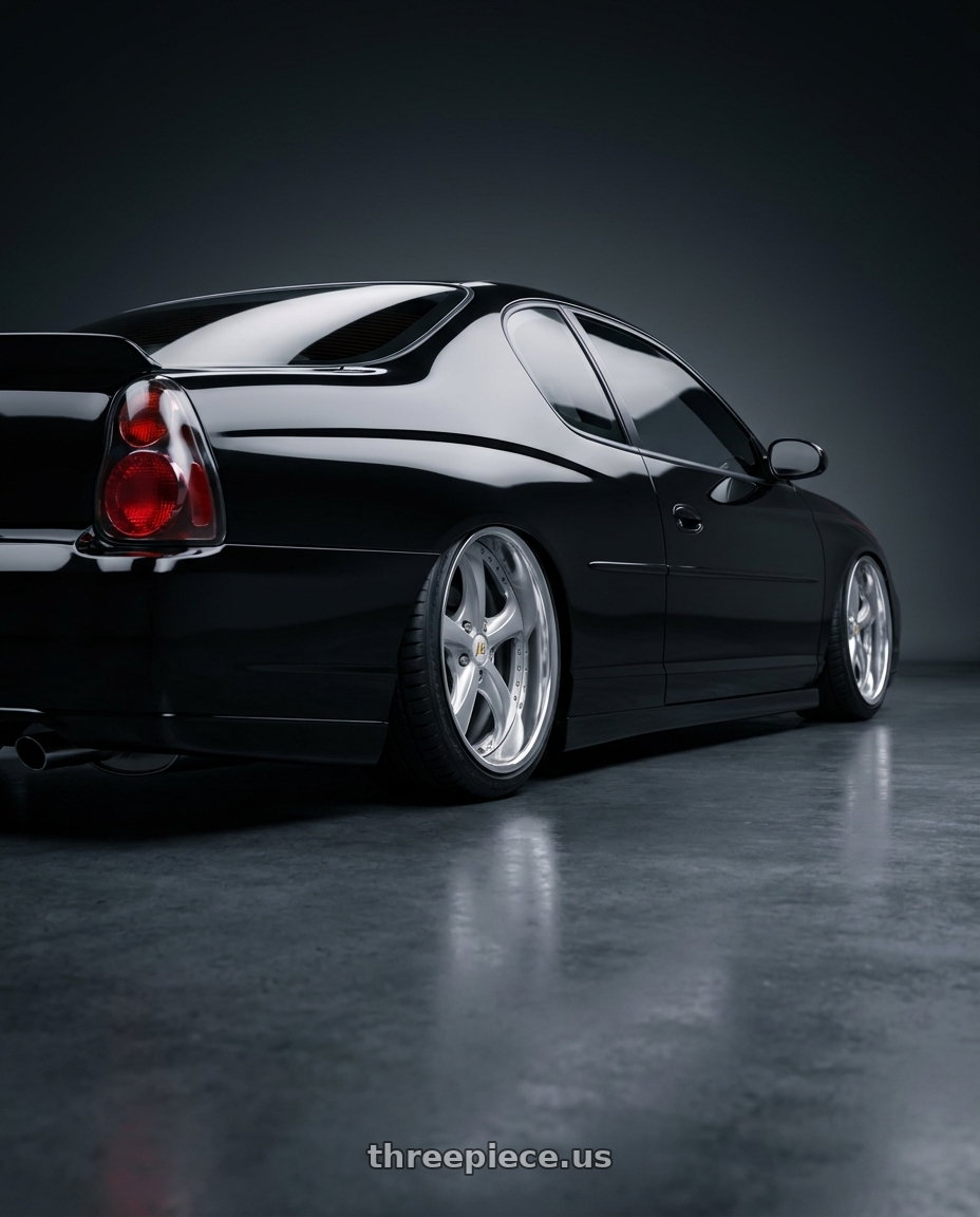 2003 chevy monte carlo ss with Work Wheels VS-KF 5x115 20x8+40 Light Grey Silver A Disk FULL REVERSE wheels rear three quarter view slight stretch tires