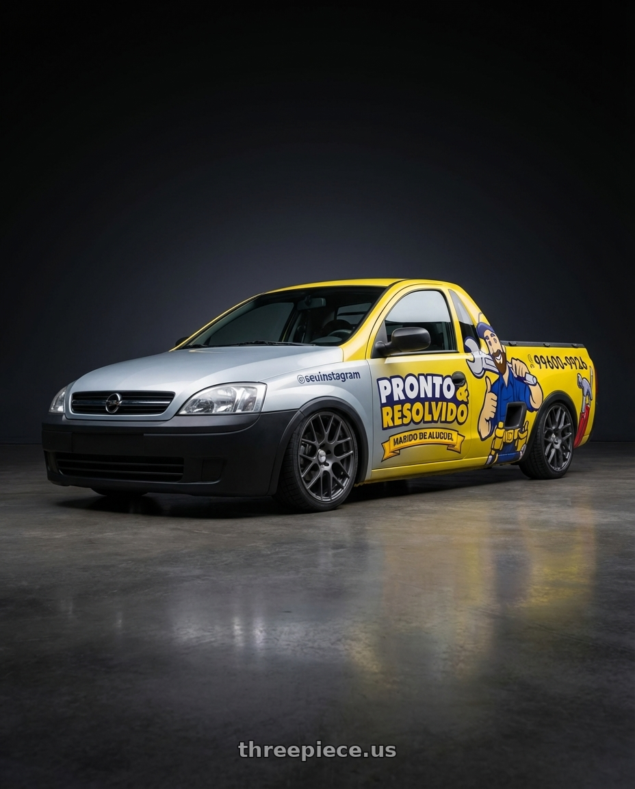 montana conquest 2002 with TSW NURBURGRING 5X114.3 17X7.5 +45 MATTE GUNMETAL wheels front three quarter view slammed stance