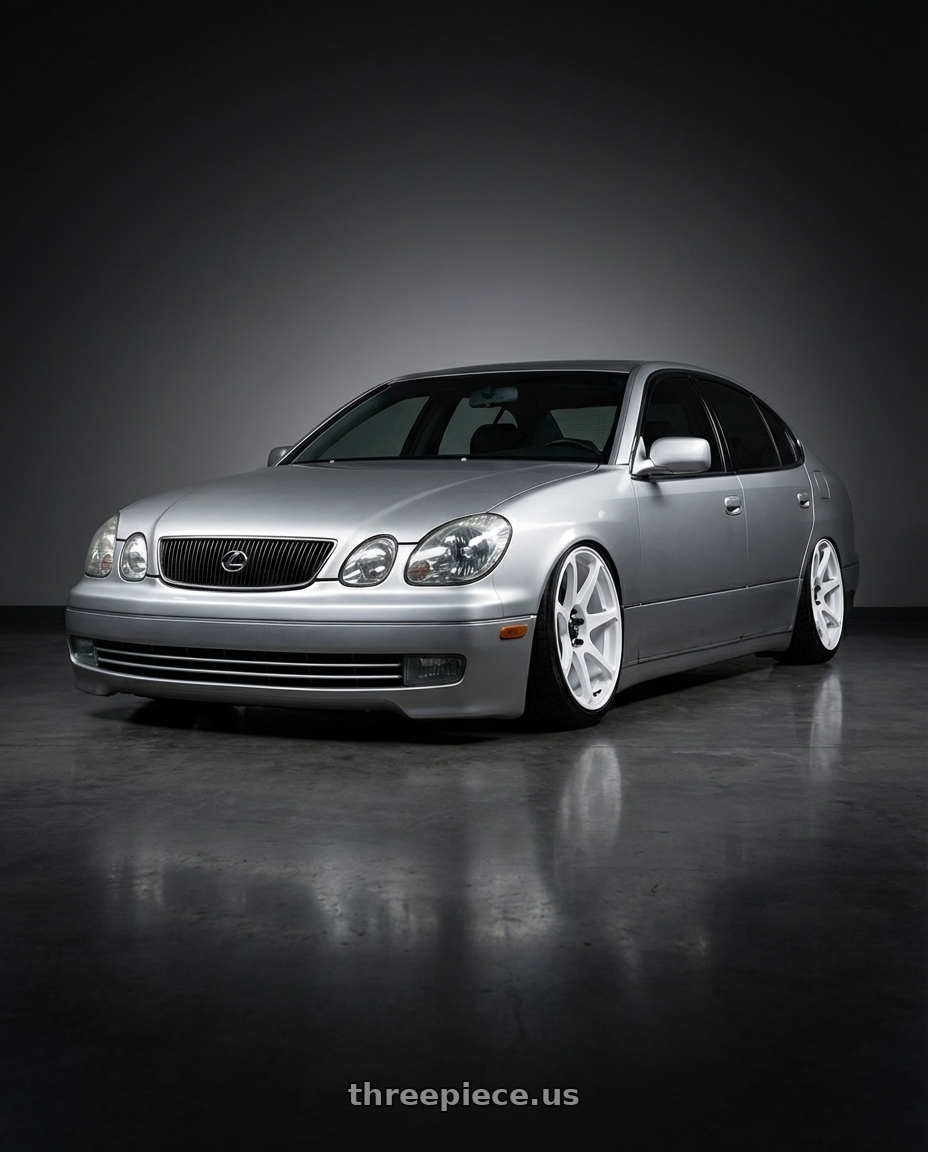 2002 lexus gs300 with Motegi MR154 BATTLE 5X114.3 18X9.5 +15 WHITE wheels