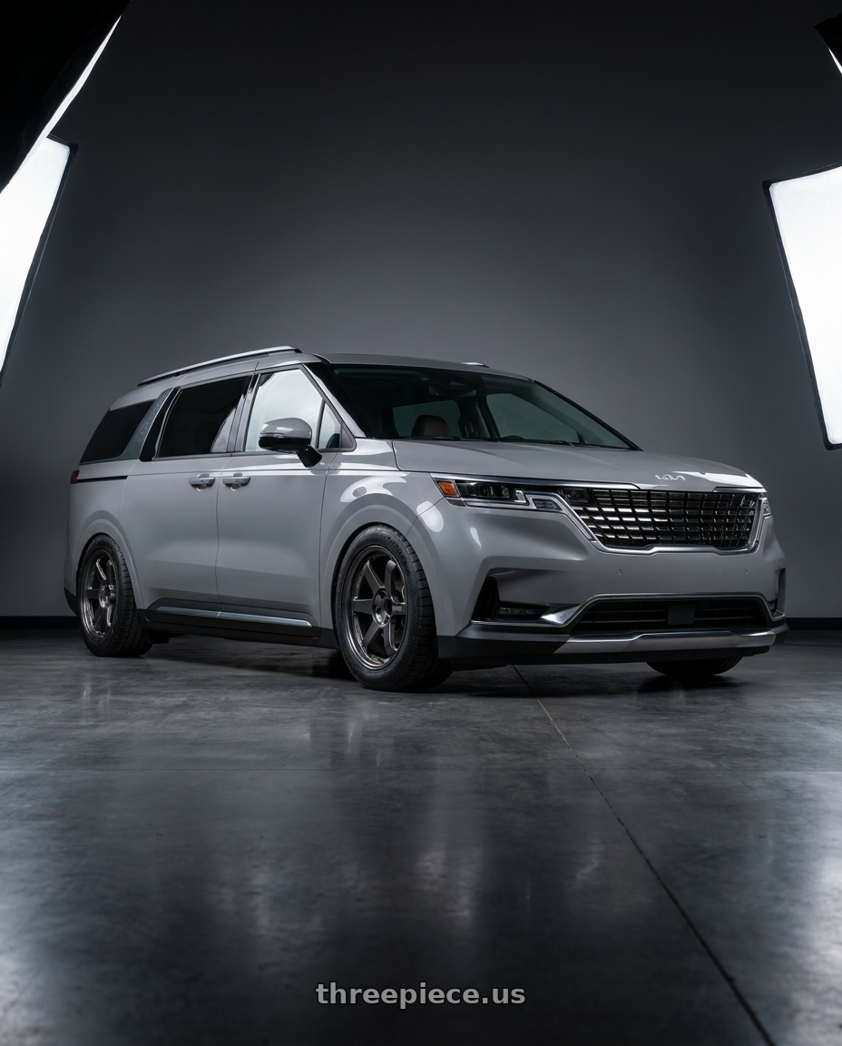 2023 kia carnival grey with Volk Racing TE37SL 5x112 19x9.5 +22 PRESSED GRAPHITE wheels