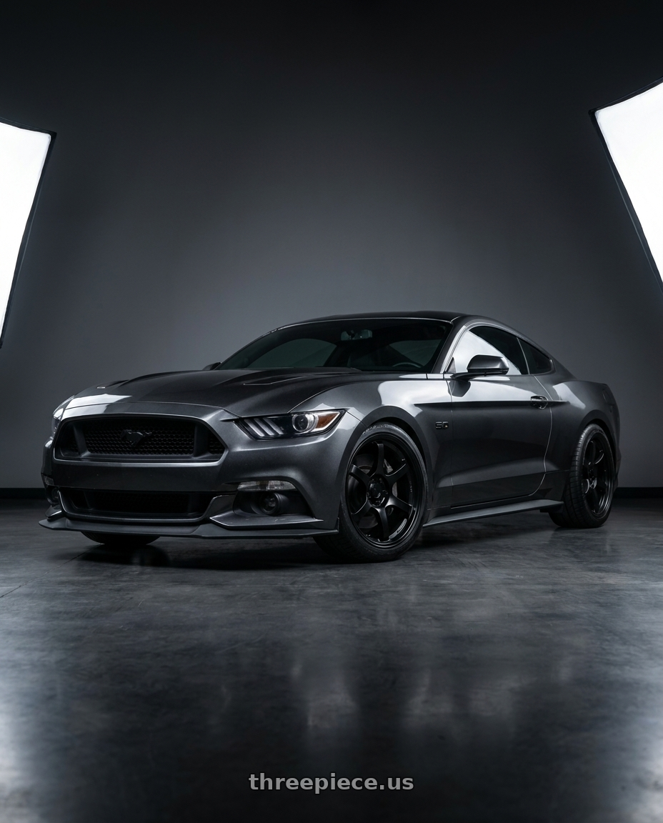 2017 Ford mustang with Gram Lights 57DR 5x114.3 19x9.5+35 Semi Gloss Black wheels