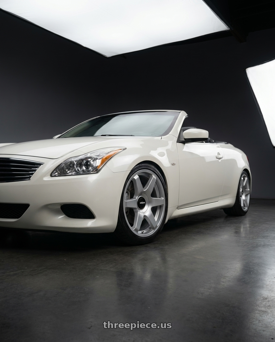 2009 G37 Convertible with Rotiform 1PC R114 SIX BLANK 19X8.5 +38 GLOSS SILVER wheels