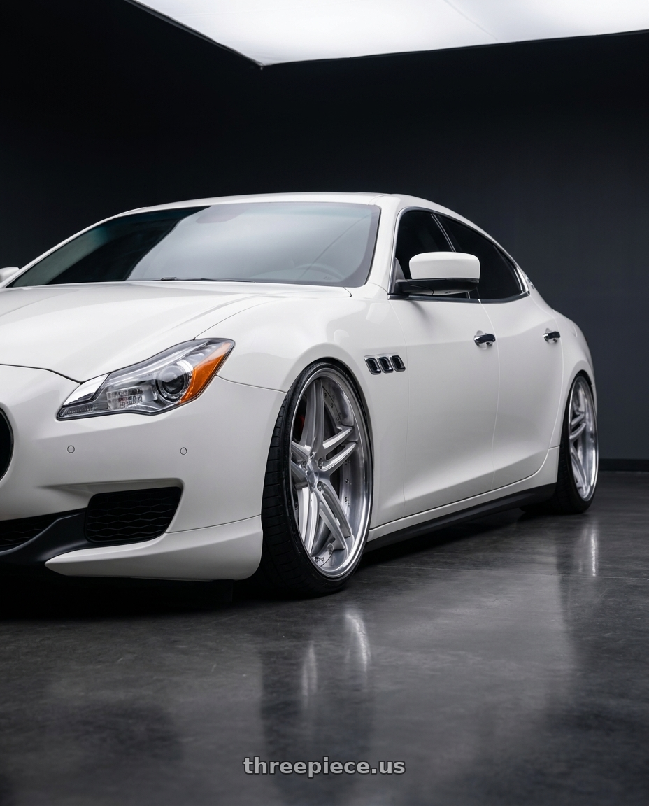 2014 maserati quattroporte gts  with Work Gnosis Gr205 5x114.3 20x10.5+38 A Disk Brush Silver Clear wheels