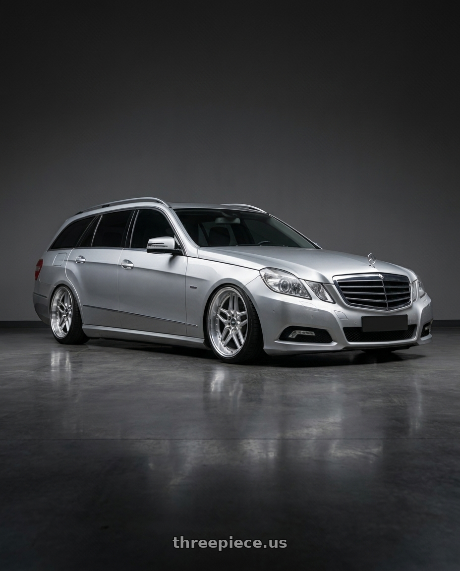 2010 Mercedes-Benz E-Class Estate (W212/S212) with ESR Wheels CS SERIES CS15 5x100 18x8.5 +30 Hyper Silver wheels front three quarter view stock stance