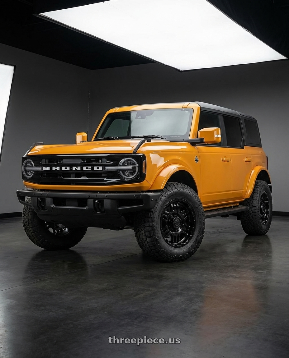 2024 Ford Bronco with Gear Off Road 713B 6x139.7 17x9 +10 Gloss Black wheels