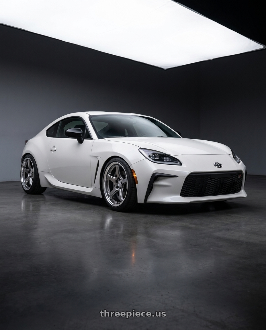 2023 Toyota GR86 White with Work T5R 2P 5x100 18x8.5 +38 GT SILVER wheels