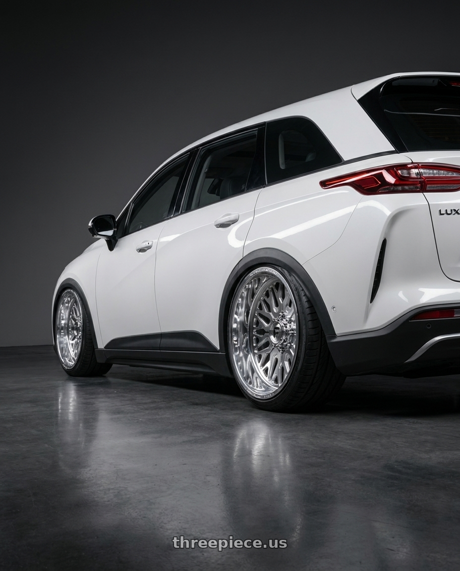 2024 Luxgen n7 with Fuel Forged FF109 5x139.7 20x9 +0 POLISHED wheels rear three quarter view slight stretch tires