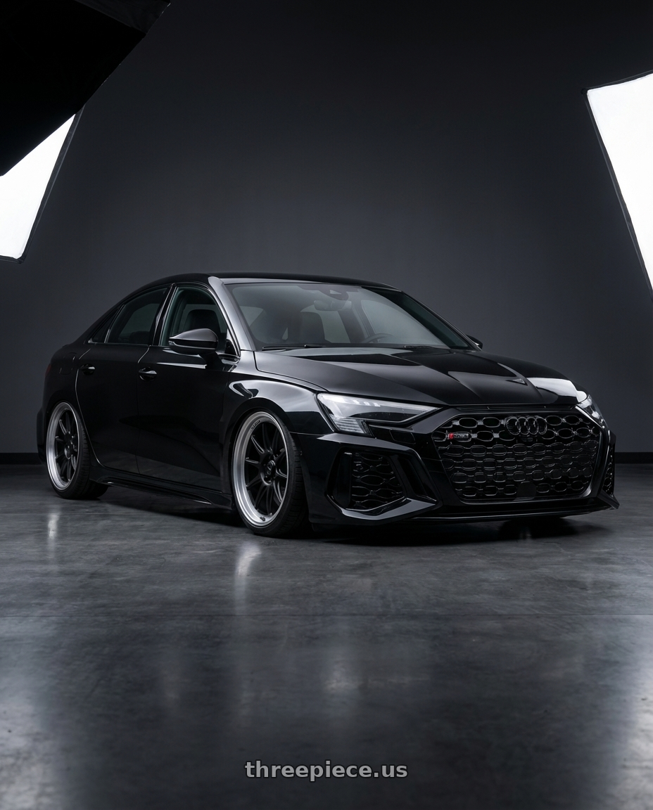 2022 Audi RS3 8Y with Konig Countergram 5x112 19x9.5+30 Matte Black / Matte Machined Lip wheels