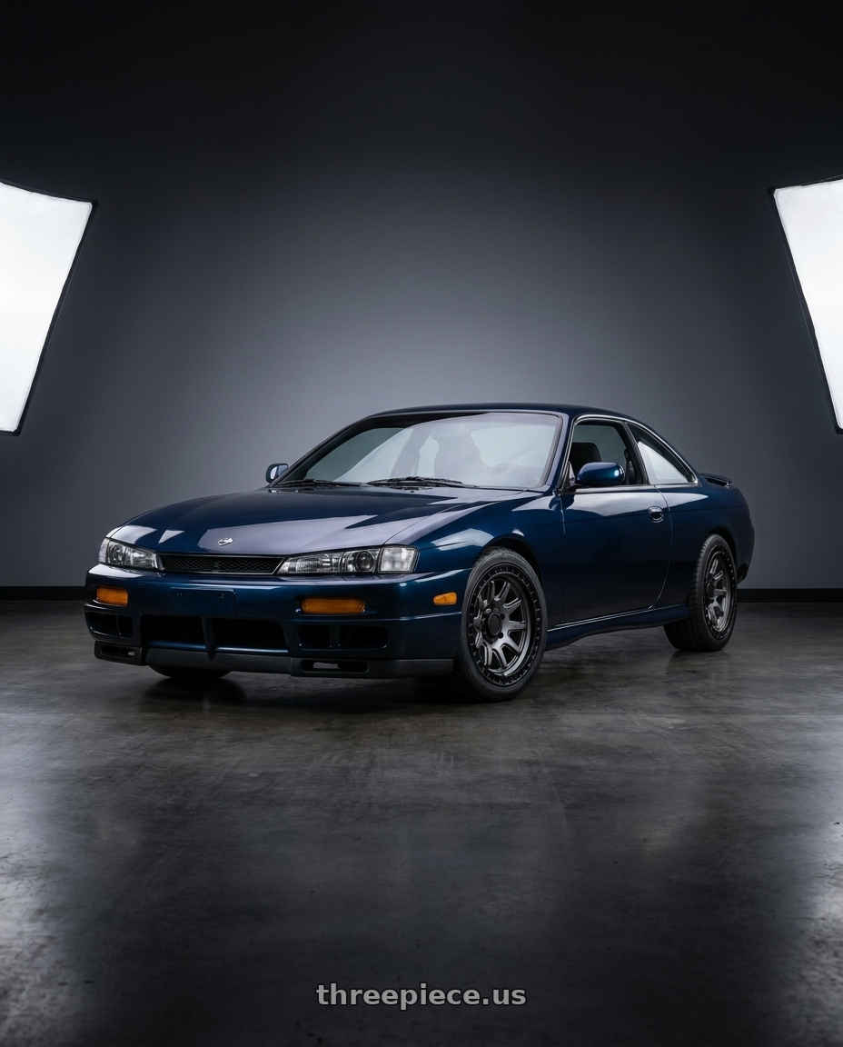 Nissan 240sx 1999 with Black Rhino CALICO 5X127 17X8.5 +34 MATTE GUNMETAL W/ MATTE BLACK LIP wheels