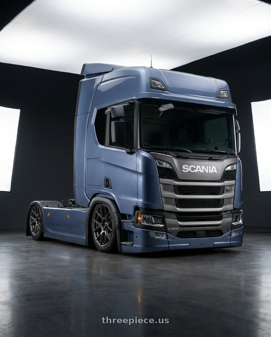 2022 Scania g500 with Konig Ampliform 5x115 20x9.5+18 Dark Metallic Graphite wheels