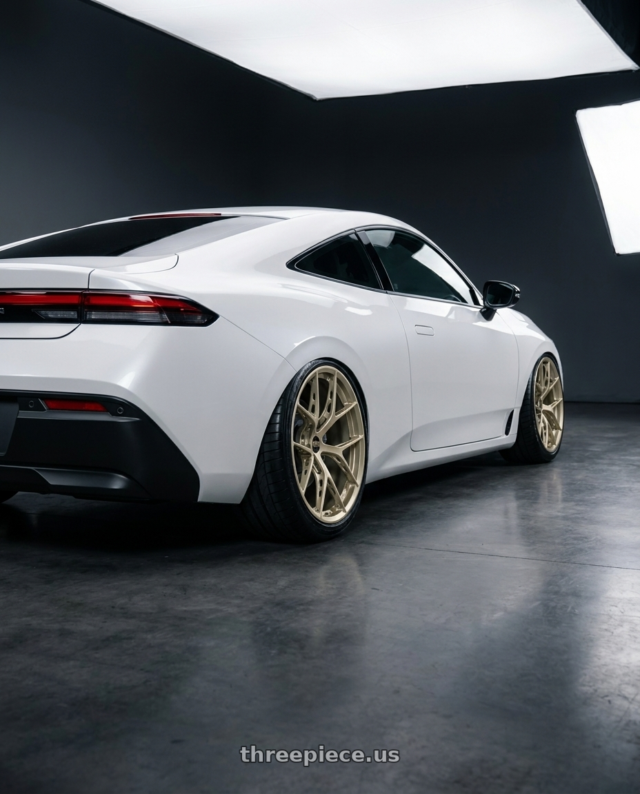 2026 honda prelude with BBS FI-R Evo 5x112 19x9.5+15 White Gold wheels rear three quarter view extreme stretch tires