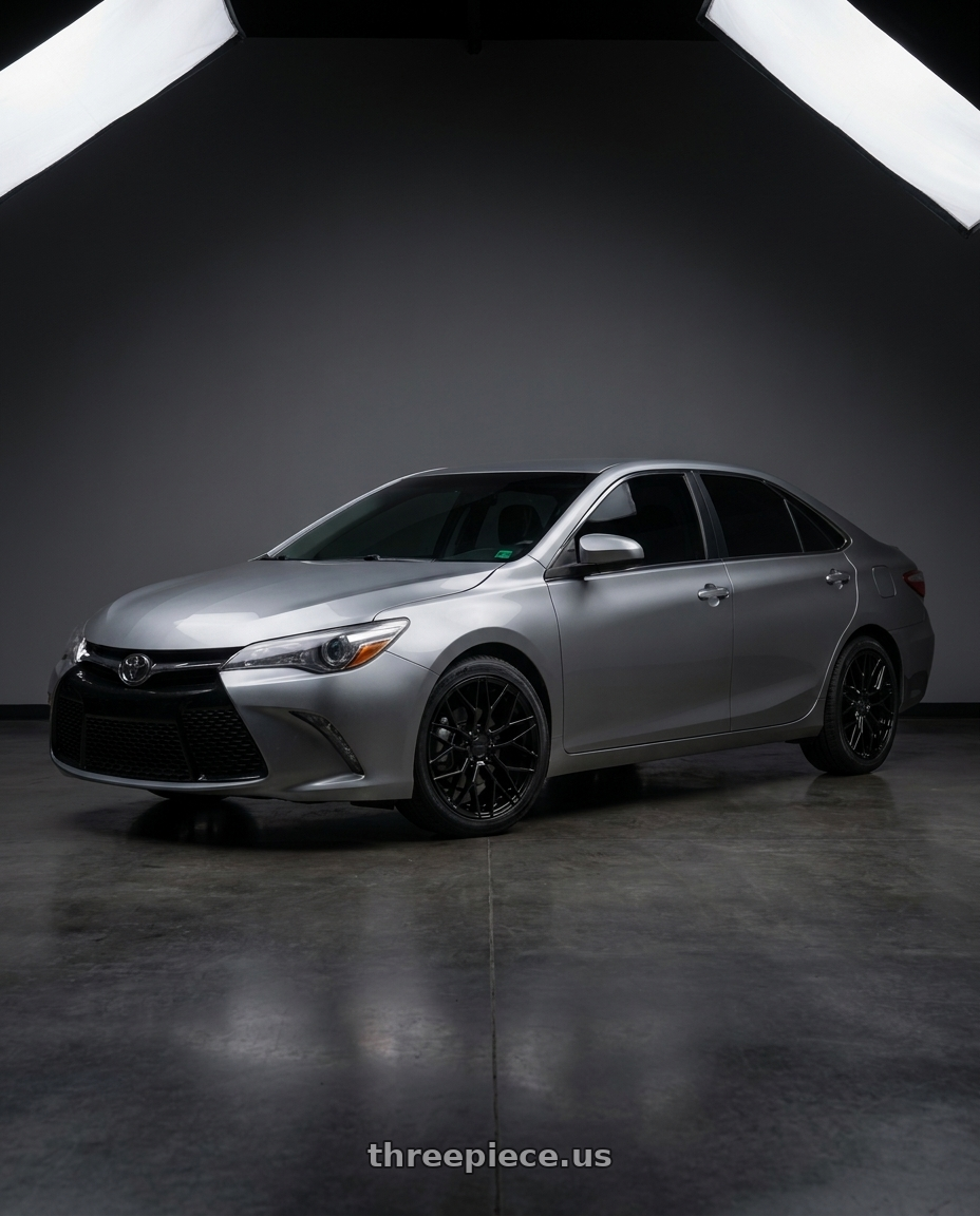 2017 toyota camry se grey with black window tint  with KATANA RACING KR01 5x114.3 18x8 +40 Matte Black wheels