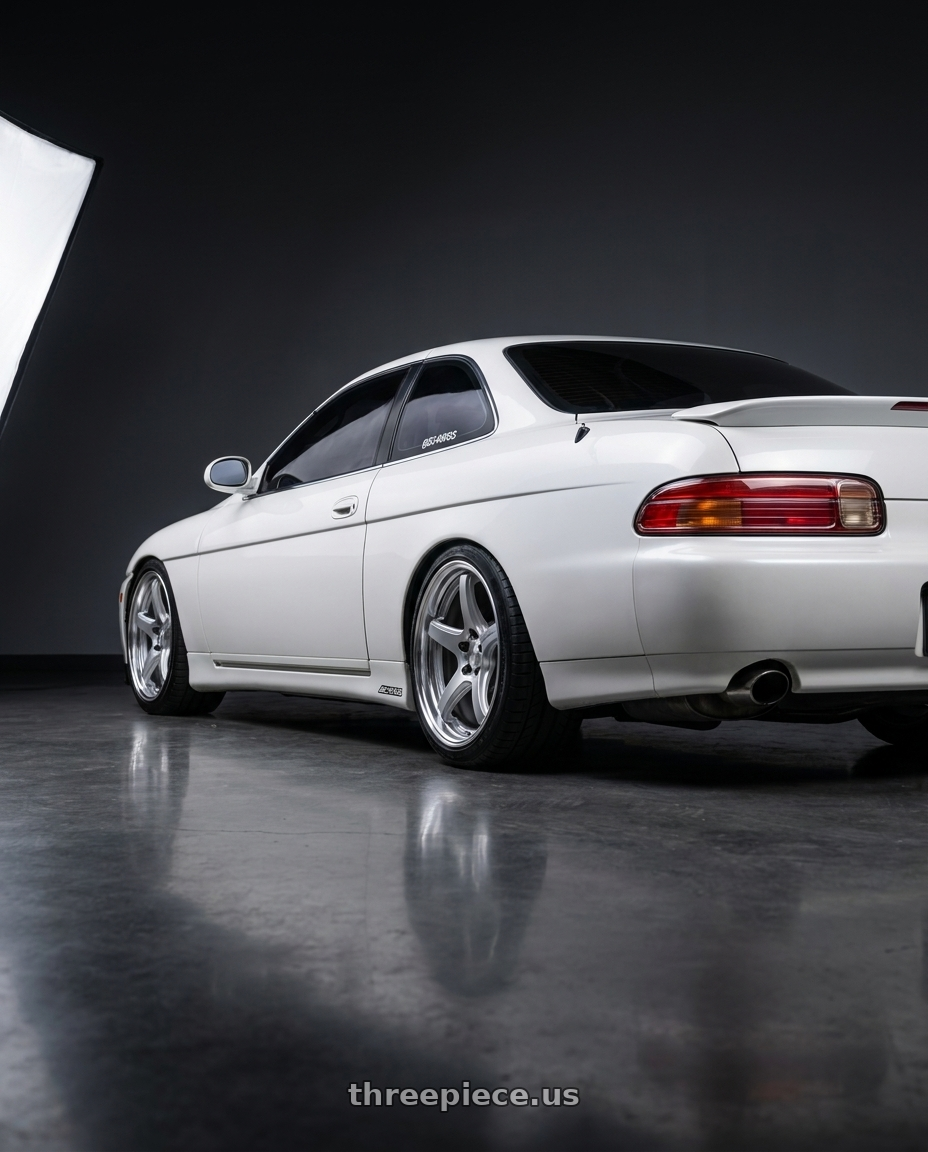 1992 Lexus sc400  with Work T5R 2P 5x114.3 19x8.0 +45 GT SILVER wheels rear three quarter view square tires