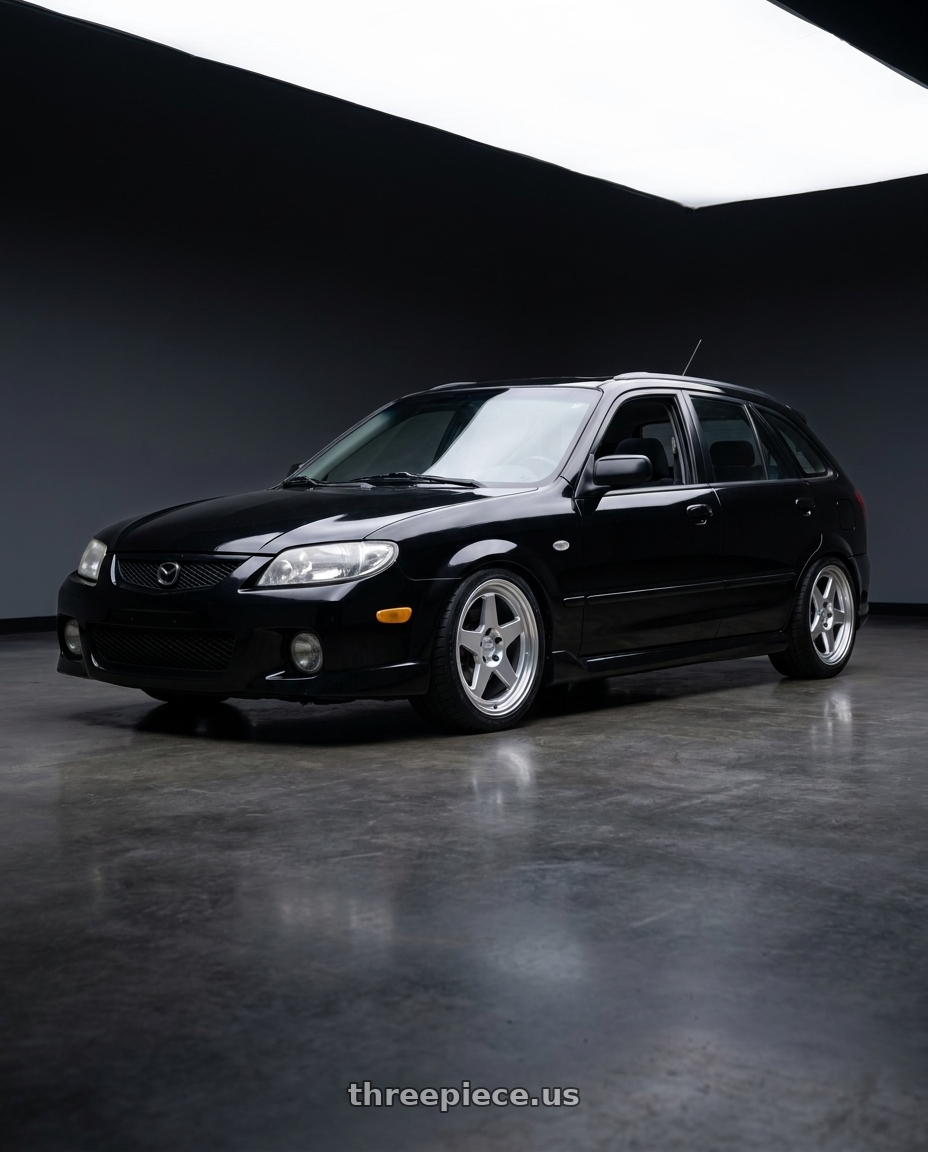 2002 Mazda Protege5 with Kansei K12H KNP 5X120 17x9 22 Hyper Silver wheels