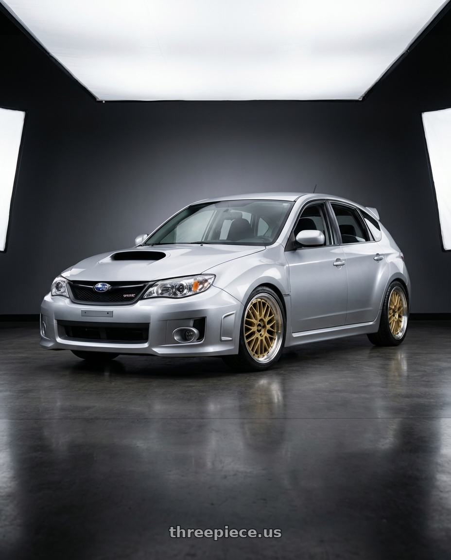 2011 Subaru WRX with BBS LM 5x114.3 18x9.0+42 Gold wheels