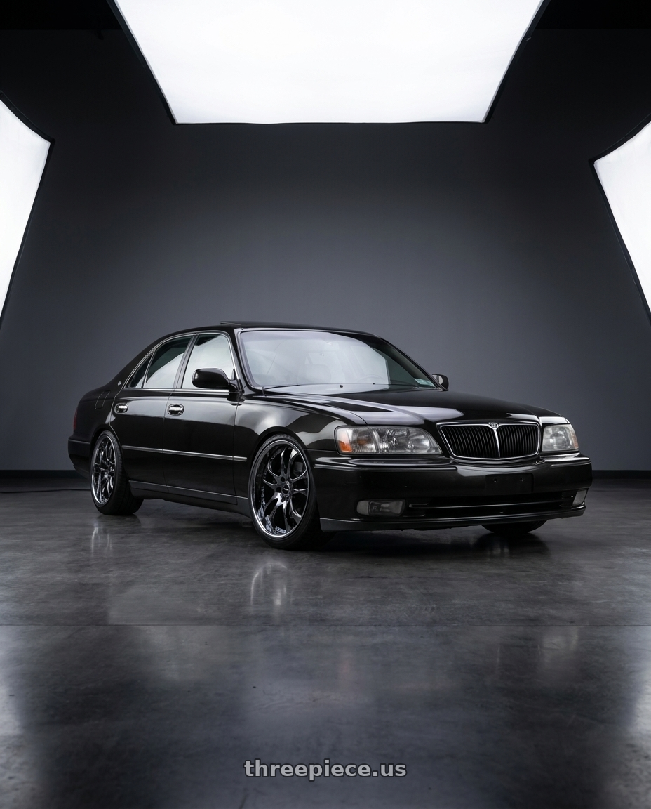 1998 Infiniti Q45t cypress pearl with Ssr Agle Minerva 5x114.3 19x7.5+55 SL Disk Super Black Coat wheels