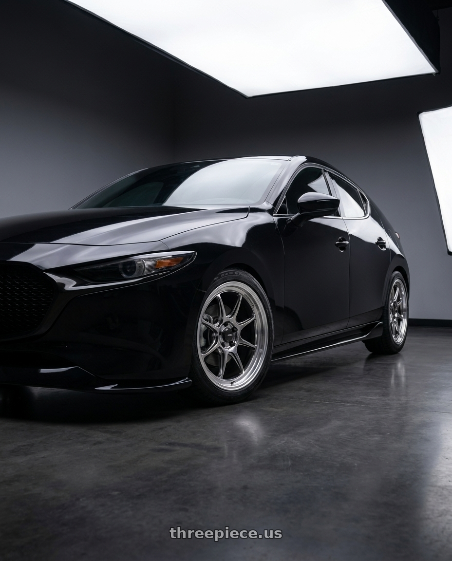 2024 Mazda Mazda3 with Konig Countergram 5x114.3 18x8.5+35 Hyper Chrome / Machined Lip wheels