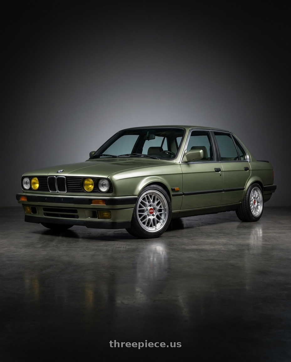 1987 bmw e30 with BBS RG-F 4x100 15x7 +33 Sport Silver wheels