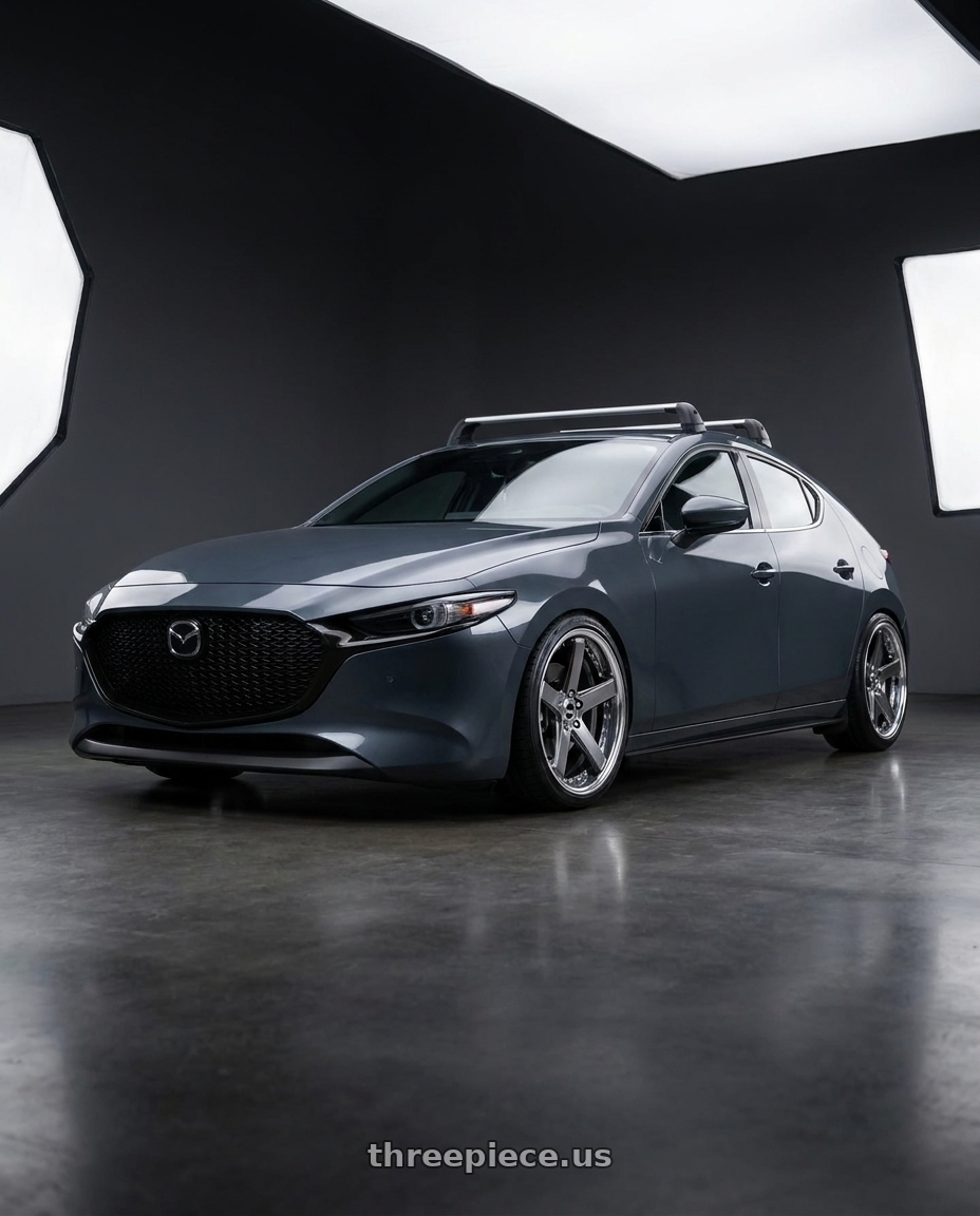 2019 mazda3 BP with Work Zeast Black Label Bst2 5x100 19x8+12 H Disk Brilliant Silver Black wheels