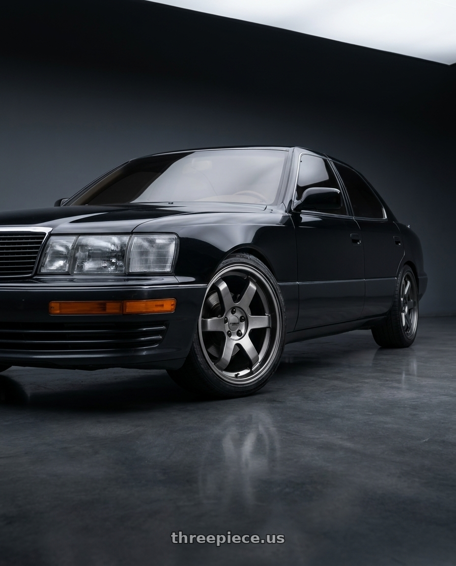 1994 Lexus LS400 with KATANA RACING KR08 5x114.3 18x8 +40 Glossy GunMetal wheels