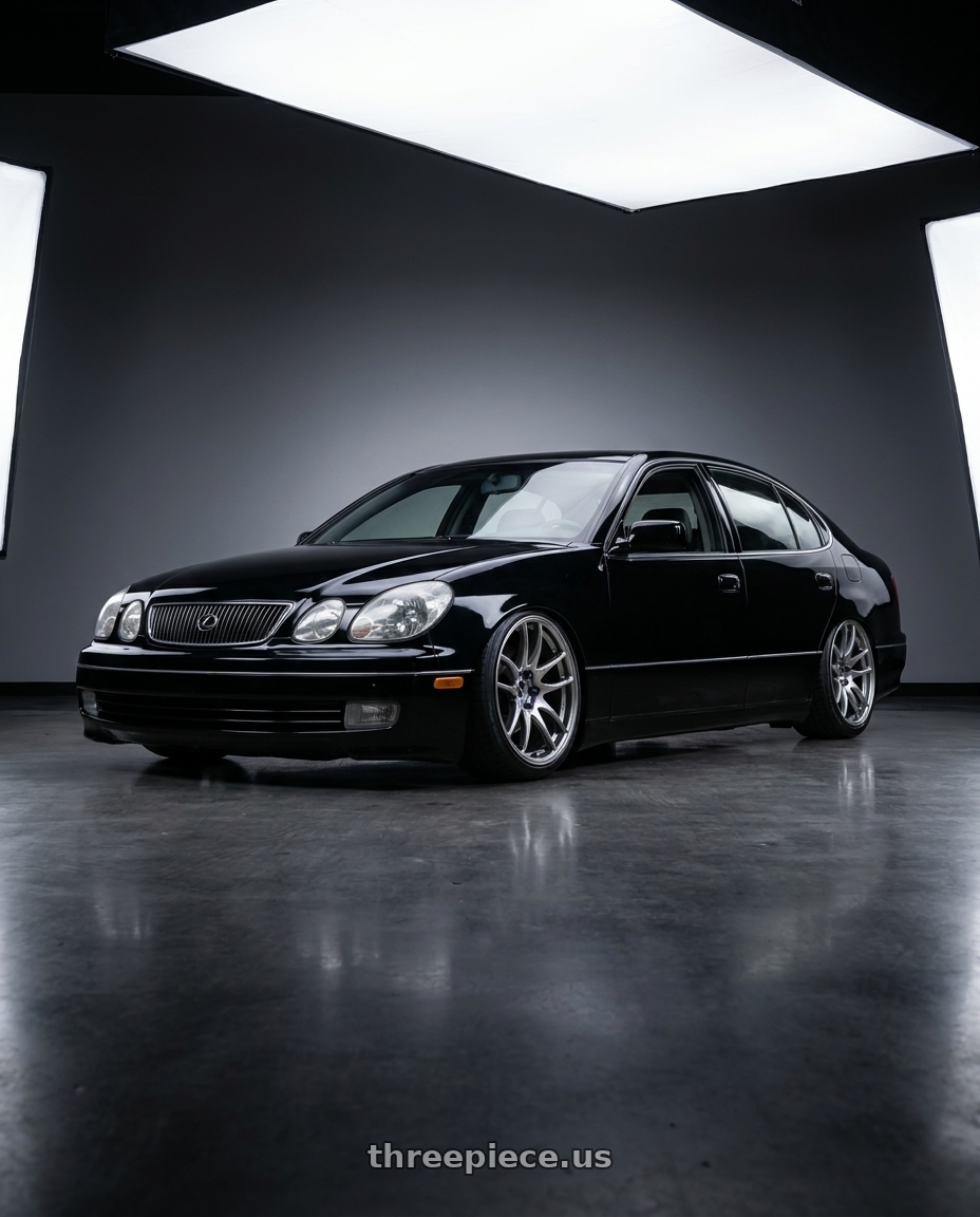 2002 lexus gs300 with Work Emotion Cr Kiwami 5x114.3 19x10.5 +22 Gt Silver wheels