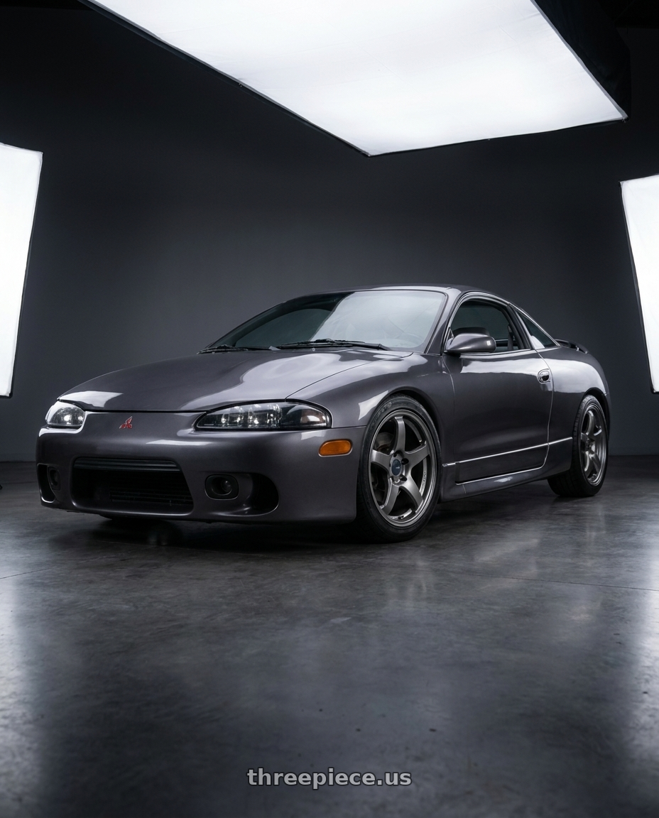 1997 Mitsubishi eclipse with Enkei PF05 5x114.3 17x9.5+35 Dark Silver wheels