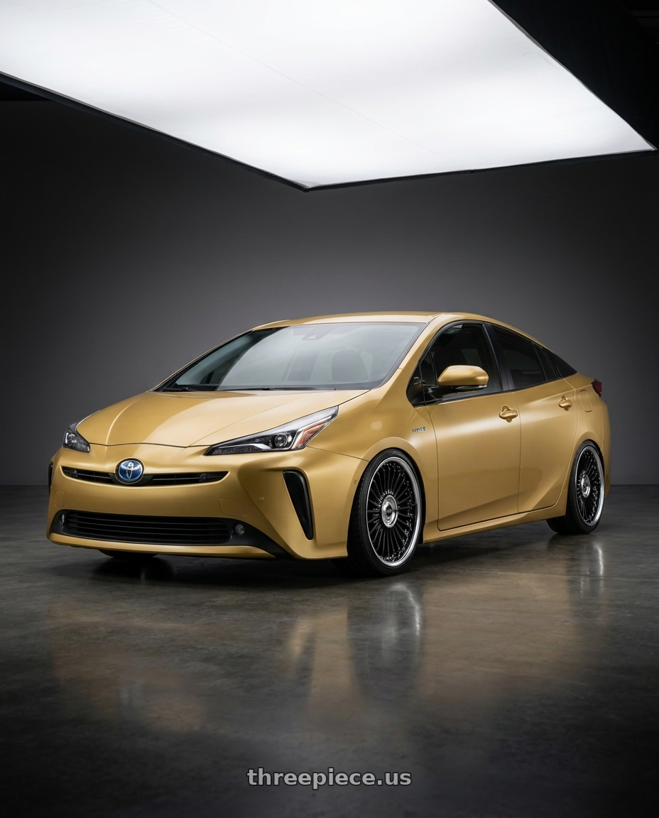 2019 Toyota Prius ZVW51 Gold with Work Emitz Black Polish 5x100 19x7.5 +38 wheels