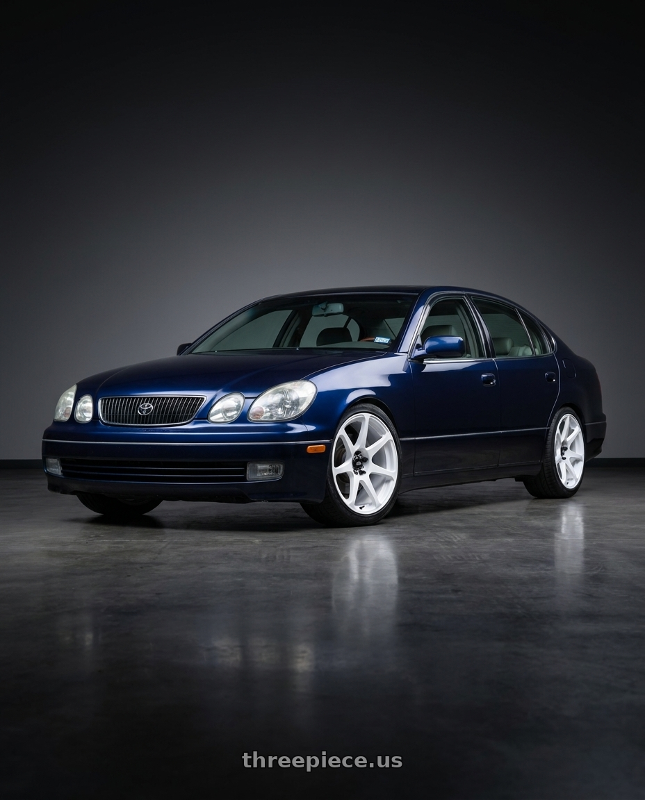 1998 Toyota Aristo with Motegi MR154 BATTLE 5X114.3 18X9.5 +30 WHITE wheels