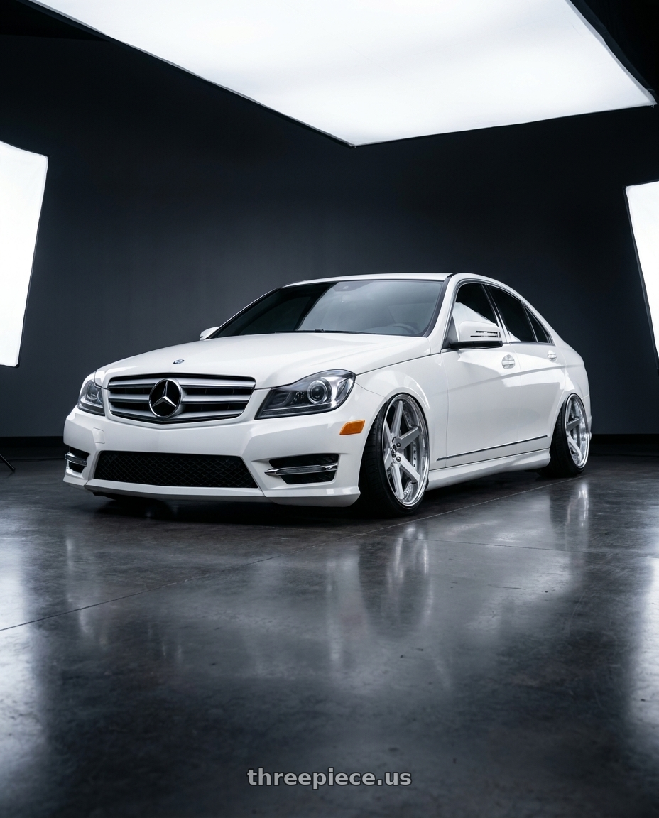 2014 Mercedes-Benz C250 with Work Zeast Black Label Bst1 5x112 20x10+45 A Disk Brush Silver Clear wheels