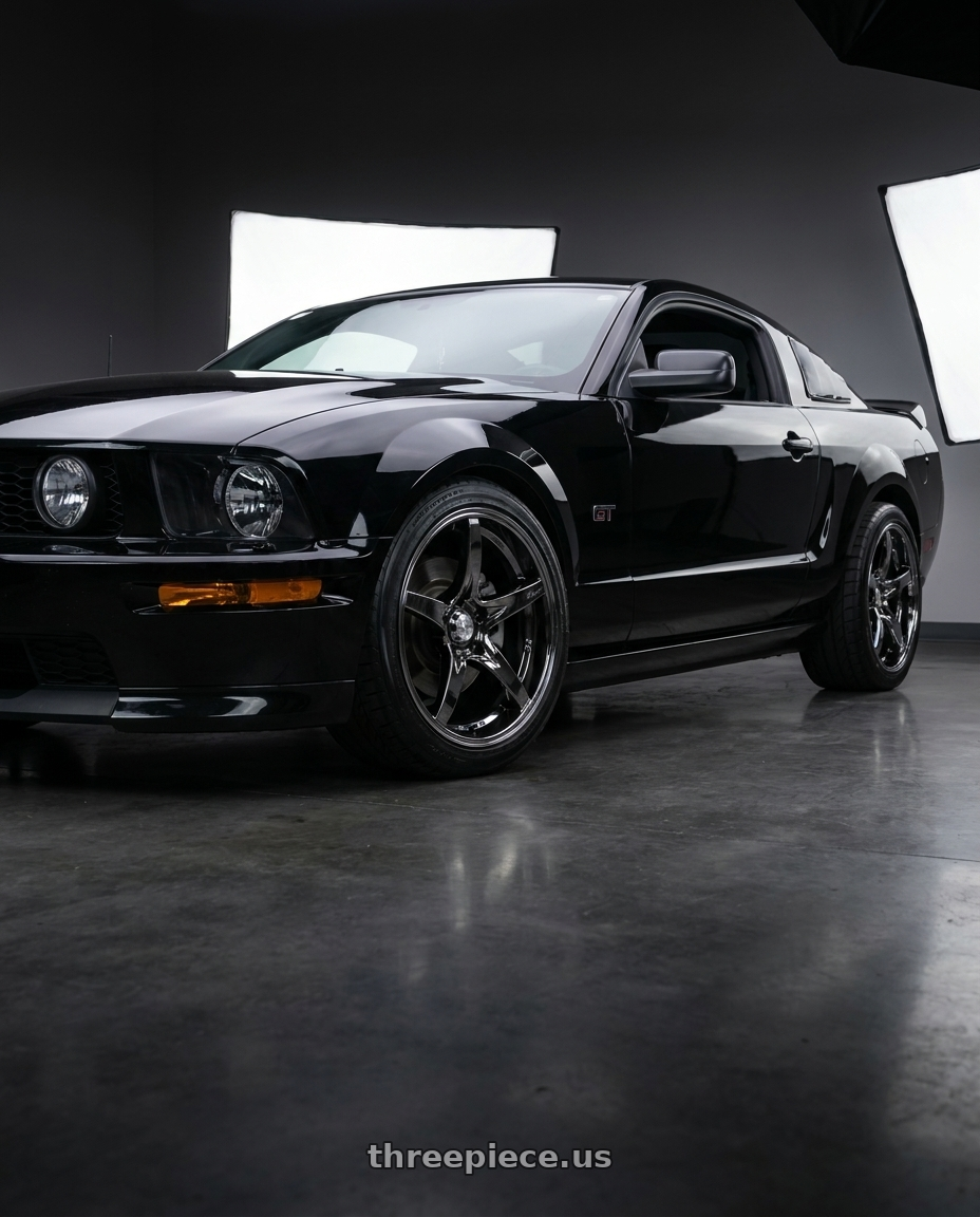 2005 Ford Mustang GT with Stage Wheels Monroe 5x114.3 18x10 +0 Black Chrome wheels