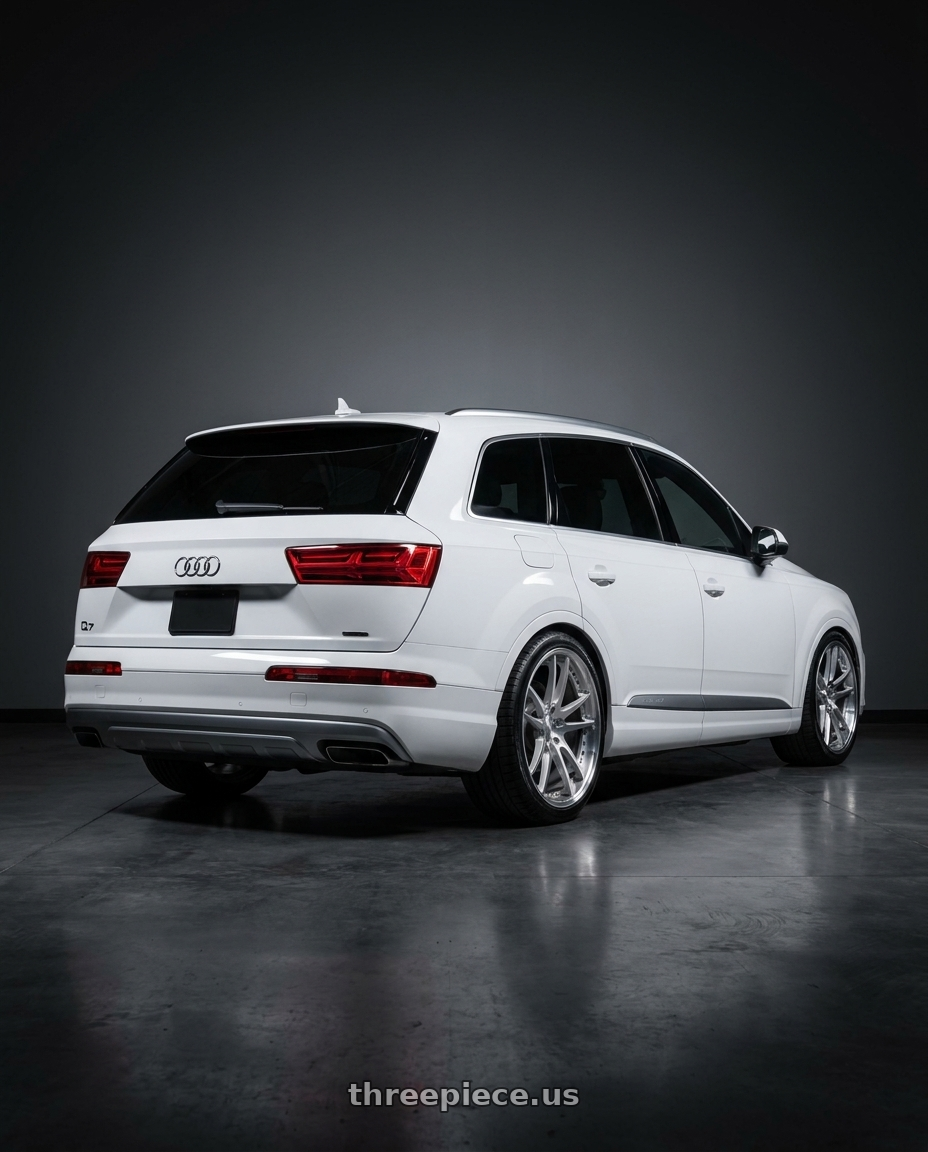 2019 audi q7 with Work Gnosis Cvx 5x112 22x10+30 R Disk Composite Buffed And Brushed wheels rear three quarter view square tires