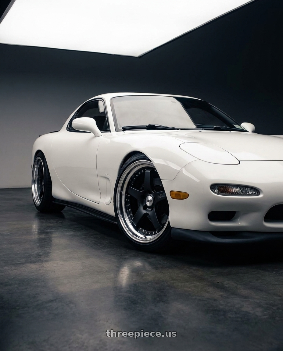 1993 Mazda RX7 with SSR Professor SP4 4X100 18X12 -35 MD Disk Flat Black wheels