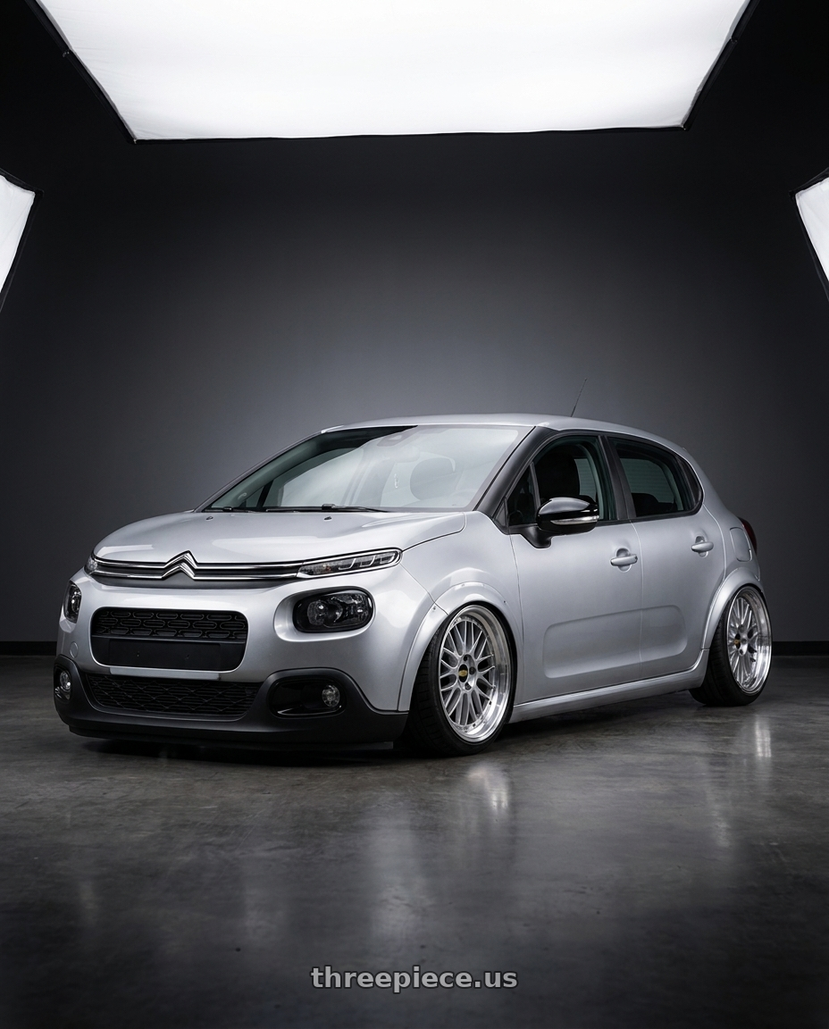 2017 Citroen C3 with BBS LM 5x114.3 18x9.0+42 Diamond Silver wheels