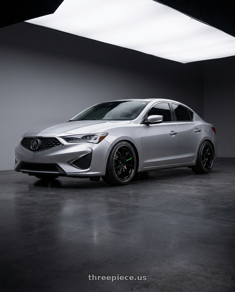 2019 Acura ilx, base model, lunar silver metallic with Work Emotion Zr10 5x114.3 17x7 +38 Black Diamond Lip Cut wheels