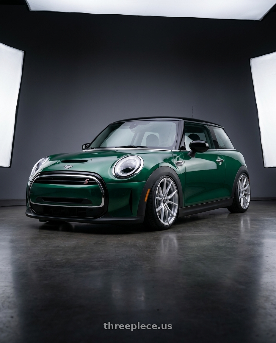 2022 Mini Cooper S Britisch Green Iv with Advanti Racing 80S Hybris 5X112 19x8.5 +35 Silver with Machined Face wheels