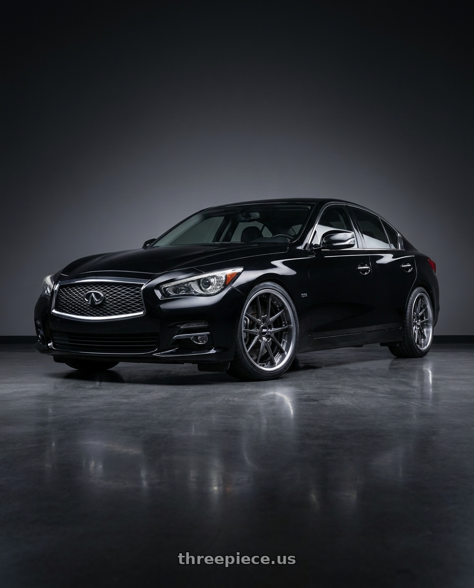 2015 Infiniti Q50 AWD base with Ssr Reiner Type 10R 5x114.3 19X10 38 Hyper Disk Prism Dark Gunmetal wheels