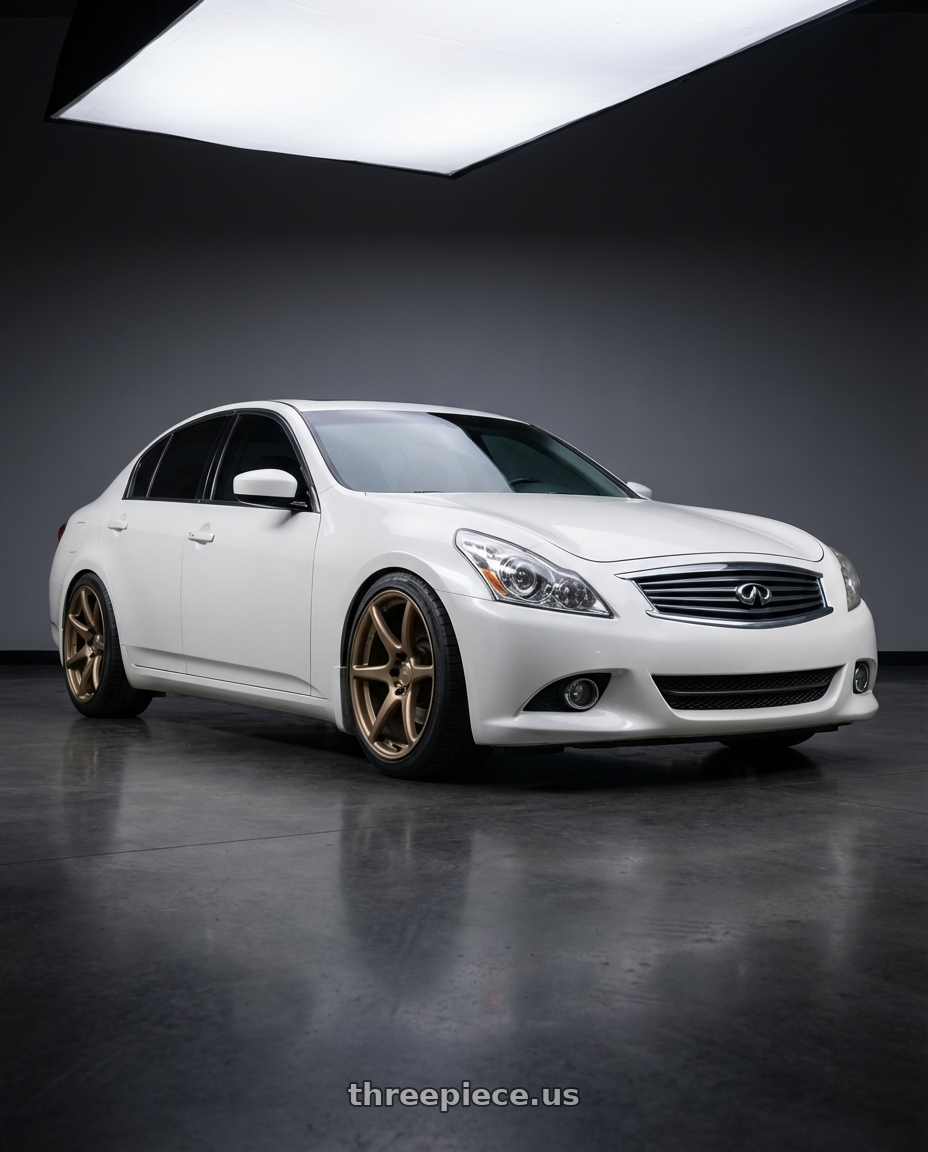2014 Infiniti G37 Coupe with Kansei K11B Tandem 5x114.3 19x9.5 22 Bronze wheels