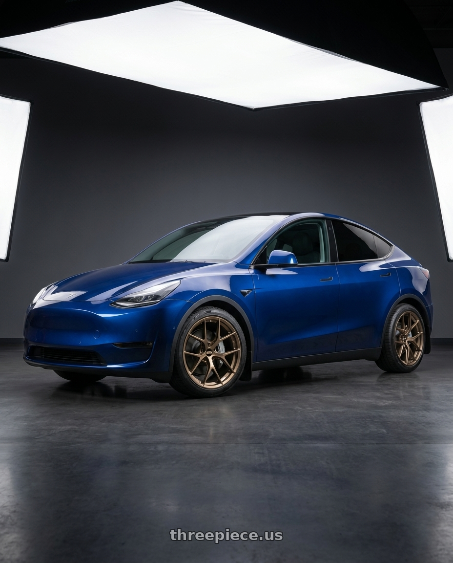 2023 Tesla Model Y with BBS FI-R CL 20x9.0+52 Matte Bronze wheels