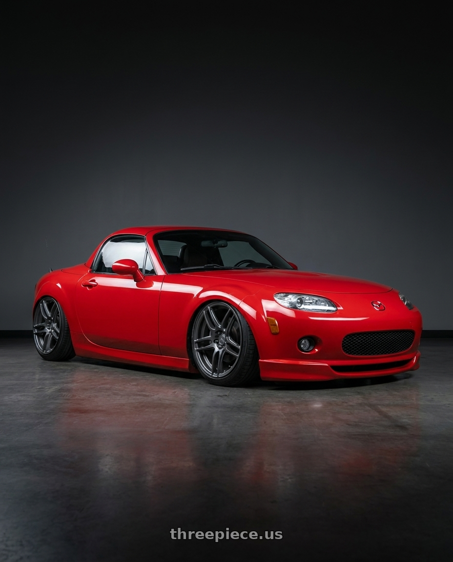 2012 Mazda MX-5 Miata NC with Niche 1PC M105 NR6 5X114.3/5X120 17X7.5 +45 MATTE GUN METAL wheels