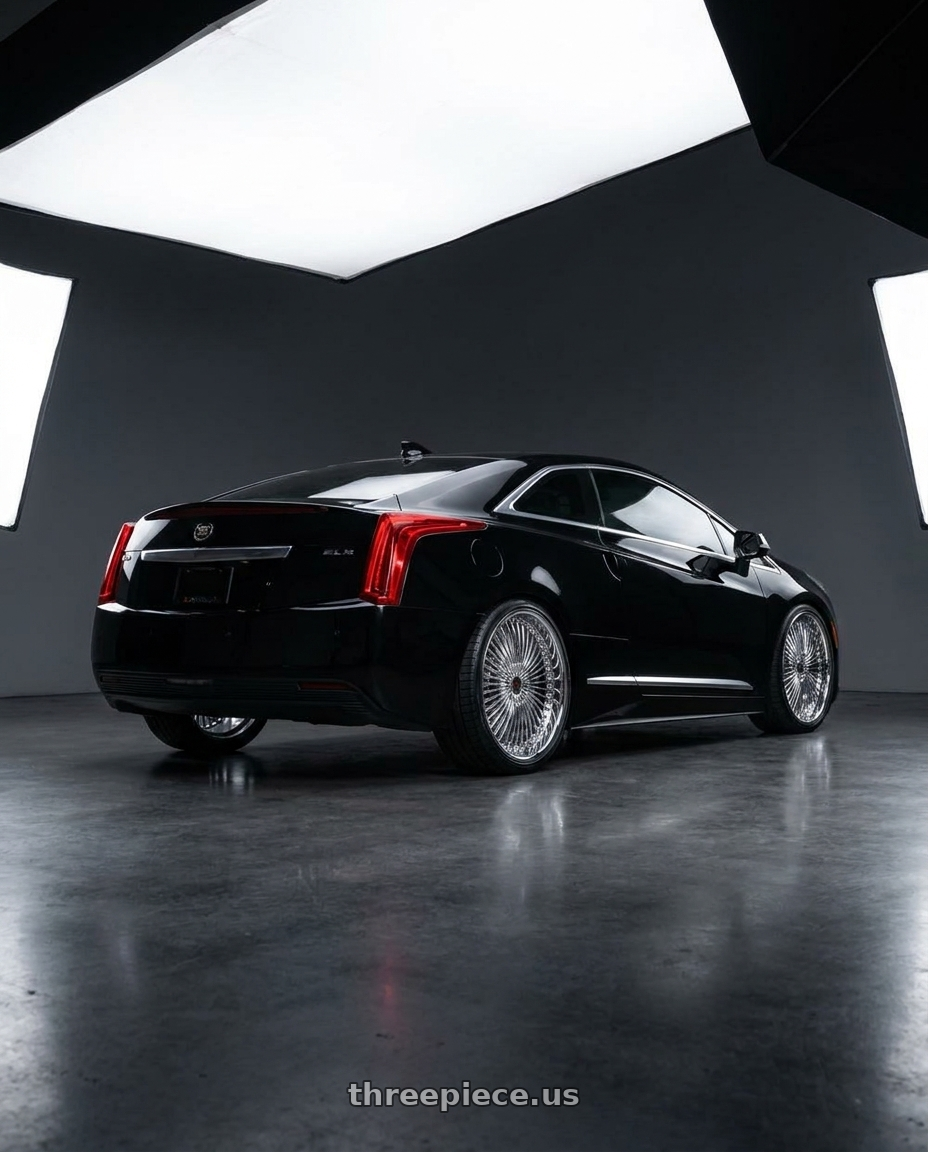 2016 Cadillac ELR with Cavallo CLV-41 5x108/5x114.3 20x8.5 +35 Nano Chrome wheels rear three quarter view square tires