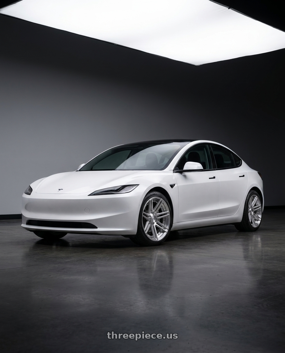 2025 Tesla Model 3 with 4PLAY 4P08 6x135/6x139.7 20x10-18 Brushed wheels