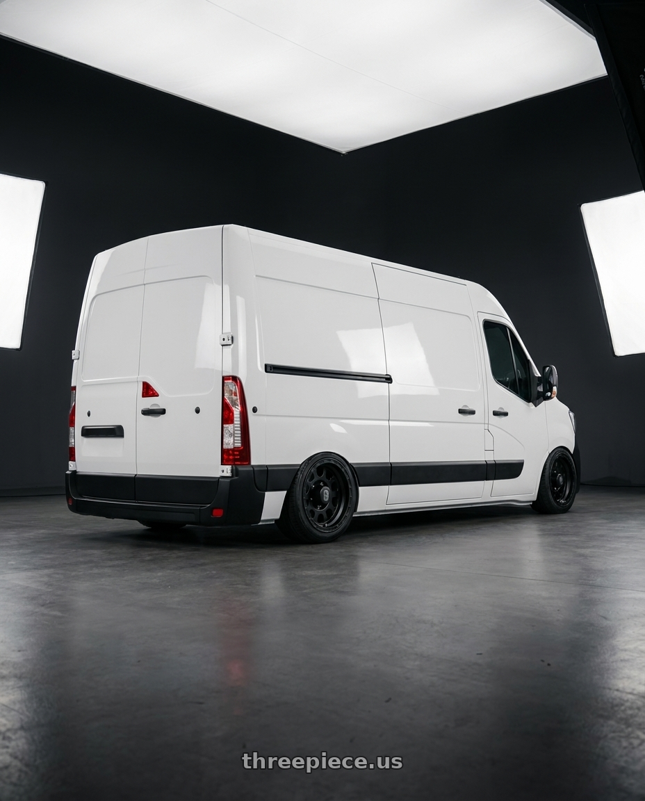 2021 Renault master adesivada with XD XD122 ENDURO 5X114.3 15X9 -12 MATTE BLACK wheels rear three quarter view slight stretch tires
