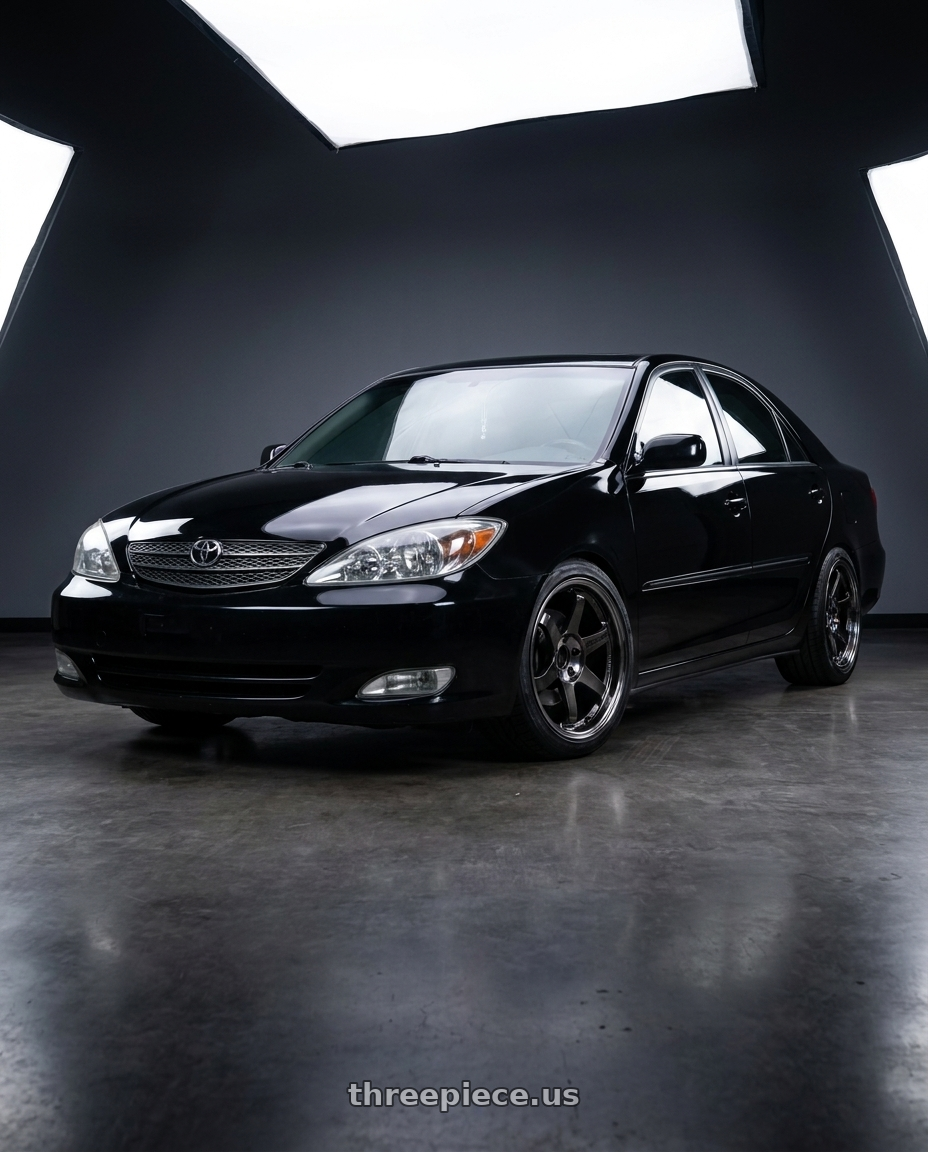 2005 Toyota Camry xv30 black with Volk Racing TE37SL 5x114.3 19x10.5+12 Pressed Double Black wheels