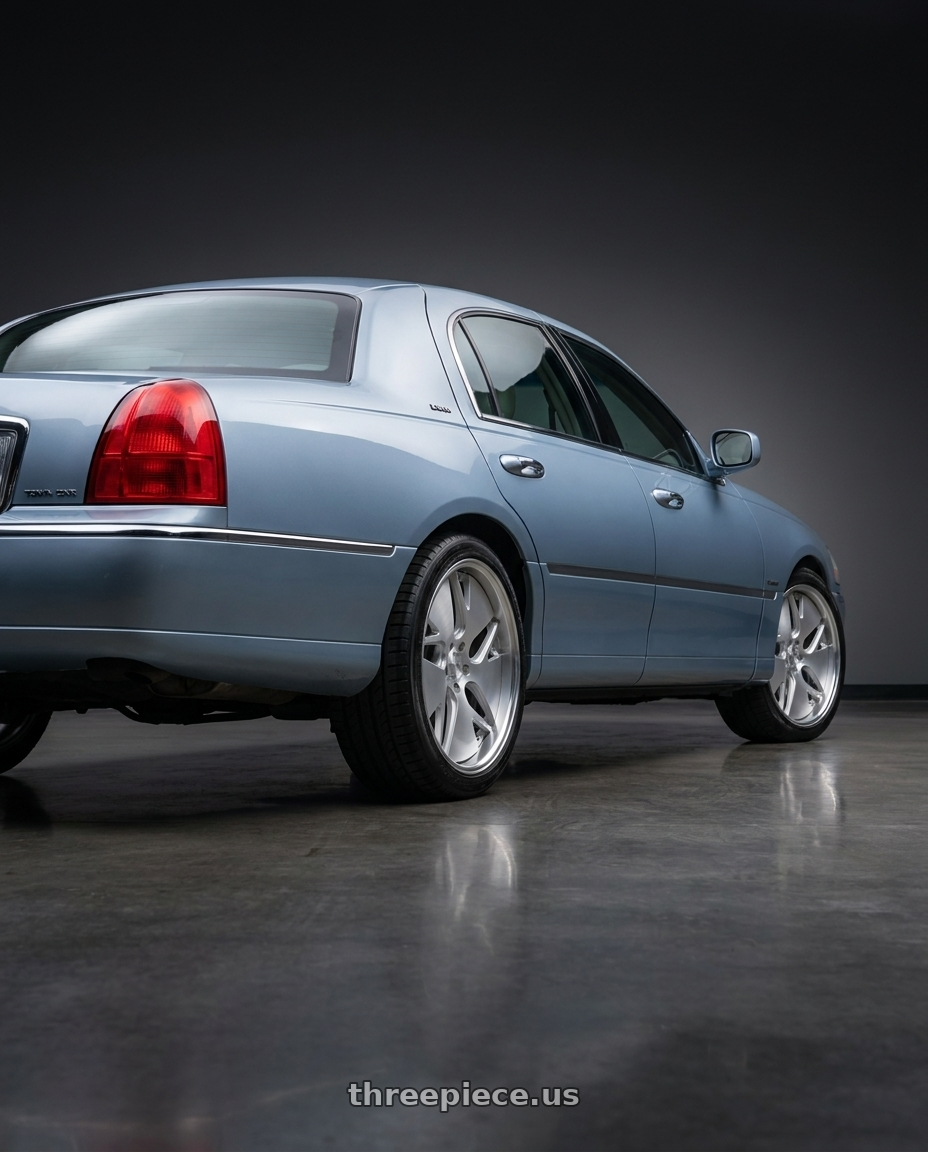 2009 lincoln town car signature limited with Work Gnosis Cvd 5x114.3 19x8.5+45 H Disk Matte Silver wheels rear three quarter view square tires