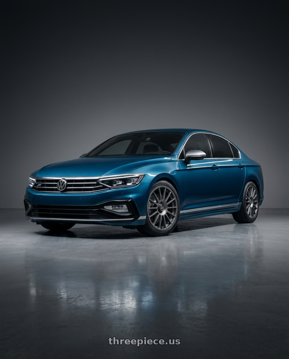 2022 Volkswagen Passat B8.5 3G R-Line, Aquamarine Blue Metallic with fifteen52 PODIUM 5x114.3 / 5x120 19x8.5 +35 FROSTED GRAPHITE (SATIN GREY) wheels