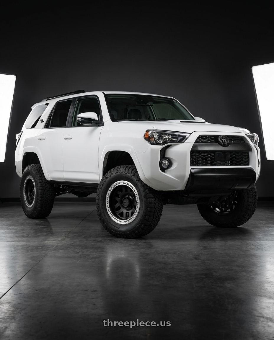 2022 Toyota 4Runner with KMC KM229 MACHETE CRAWL BEADLOCK 6X139.7 17X9 -38 SATIN BLACK MACHINED BEAD RING wheels