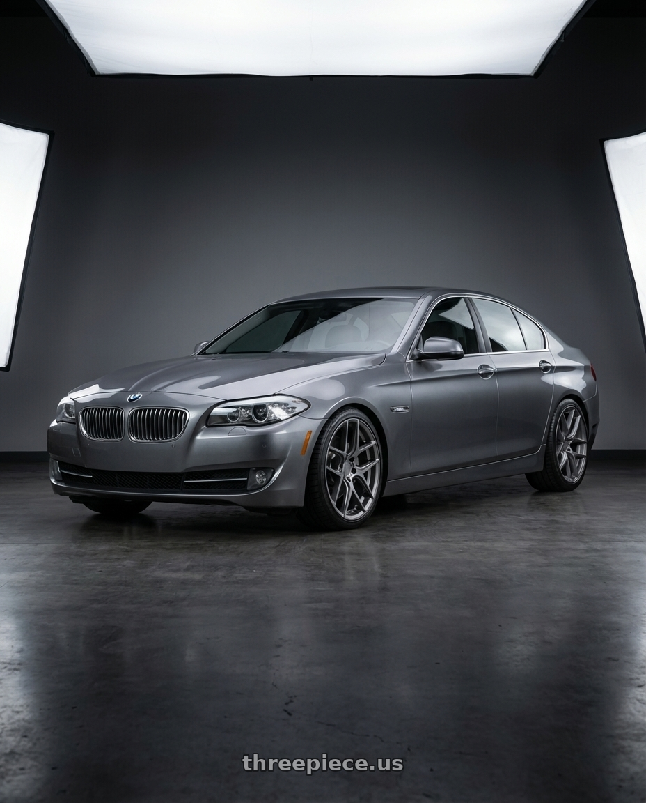 2016 BMW 5 Series F10 with Aodhan AFF2 5x120 19x9.5+35 Matte Gray wheels