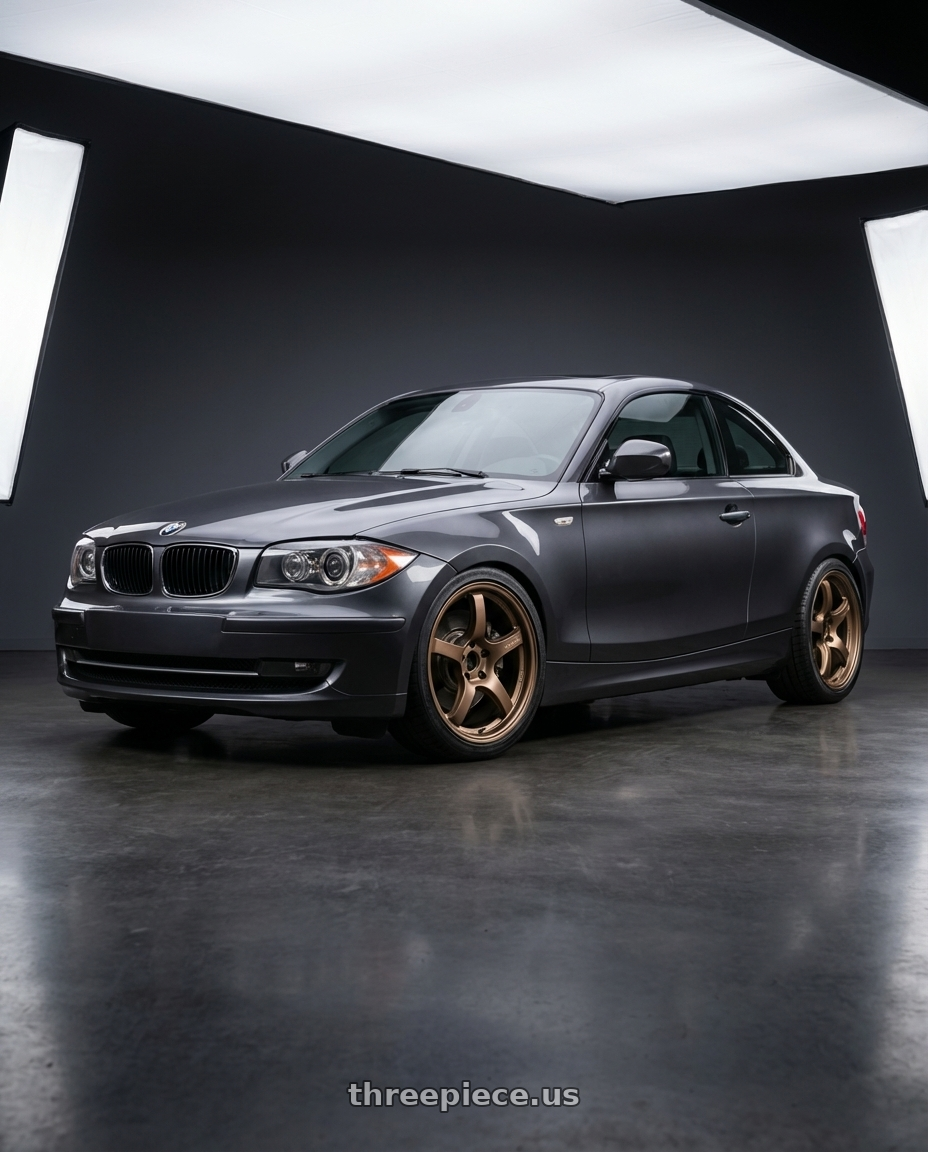 2012 BMW 1 Series E82 with Gram Lights 57CR 5x120 18x9.5+38 Bronze II wheels